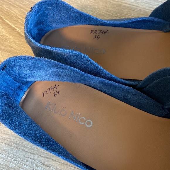 Anthropologie Klub Nico Gabbie Ruffled Blue Suede Flats, 38 / US 9 - Picture 12 of 12